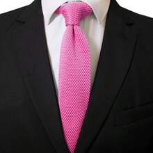 Corbata delgada de punto de unicolor para hombres, acabado cuadrado {"Talla_nombre":"Talla única","Color_nombre":"Rosa magenta" - Multicolor29 - Ver 3