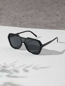 1 Stück Herren Vintage Doppelsteg Pilotenbrille mit schwarzem Rahmen, getönte Gläser als Accessoire für Outdoor-Aktivitäten und Reisen