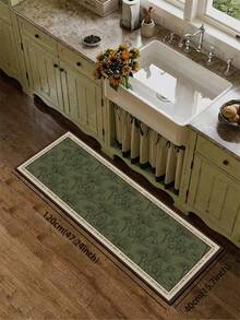 1pc Diatomaceous Earth Vintage Line Drawing Floral Kitchen Mat, Olive Green Background Plant Sketch, 3.5mm Free Cut, Absorbent Anti-Slip Oil-Resistant, Kitchen Anti-Slip Mat, Bathroom Mat, Indoor Hallway Small Rug, Outdoor Doormat - Multicolor - View 7