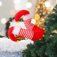 Christmas Tree Picks Stuffed Elf Legs Decorations Holiday Tree Topper For Home Party Ornaments - Red - View 4