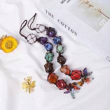 1PC Natural Chakra Pendant Tumbled Healing Stone Car Pendant Yoga Chakra Energy Gem Decoration Fathers Dad - 脈輪 - 查看 7