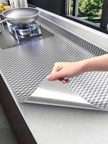 1 rolă de autocolante de bucătărie din aluminiu rezistente la temperaturi ridicate, durabile și ușor de curățat - excelente pentru panouri din spate, căptușeli de sertare - decor modern de bucătărie, organizare bucătărie, protecție plită, suprafețe metalice netede, material rezistent la căldură