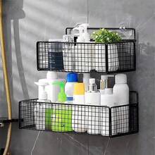 2 giỏ đựng đồ treo tường, giỏ treo bằng kim loại màu đen, giỏ treo tường có móc dán, giỏ đựng đồ nhà tắm không cần khoan, giá đựng đồ tắm, giỏ đựng đồ đa năng cho nhà bếp, phòng đựng thức ăn, tủ quần áo, phòng giặt, tủ đựng đồ, phòng tắm. - Nhiều màu - Xem 5