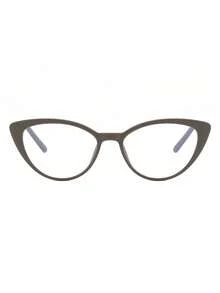 1 Pair Women's Gray Cat Eye PC Frame Vintage Solid Color Minimalist Fashion Eyeglasses - Grey - View 4