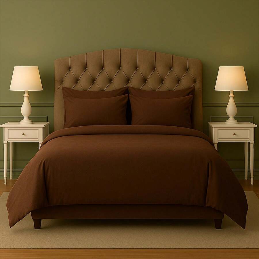 Vibe Check: Ultra Chill Bamboo Blend Sheets – 6PC Cloud Soft Set With Deep Pockets – Cooling, Wrinkle-Free, Aesthetic – Dorm, Apartment, Or Glow-Up Bedroom Must-Have – Twin, Full, Queen, King, Cal King - 巧克力 - 查看 1