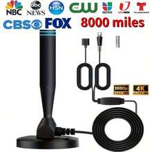 2025 Enhanced Indoor High Definition TV Antenna, 8000 Mile Range, 4K Ultra High Definition Reception, Smart TV Tuner, Wide Area Network (WAN) Technology And Digital/Analog Signal Adapter - Full Coverage Of Local Channels In The United States, Easy To Set Up, Compatible With Fire TV, Roku, Smartphones And Tablets, Plug And Play 1080P + Streaming, Indoor Use, Supports Smart TV Applications And Streaming, TV Antenna, Indoor TV Antenna, TV Antenna Stick, Indoor TV Antenna, Smart TV Antenna