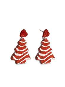 1 Pair Fashionable Cute Cartoon Christmas Tree 2D Acrylic Dangle Earrings For Women, Suitable For Women's Christmas Wear, Gifts, Autumn/Winter Jewelry, Women's Accessories