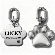 Etichetă de identificare personalizată pentru câini, cu nume și număr de telefon - în formă de os/lăbuță, gravată față-verso pentru zgardă - Multicolor - Vizualizare 11