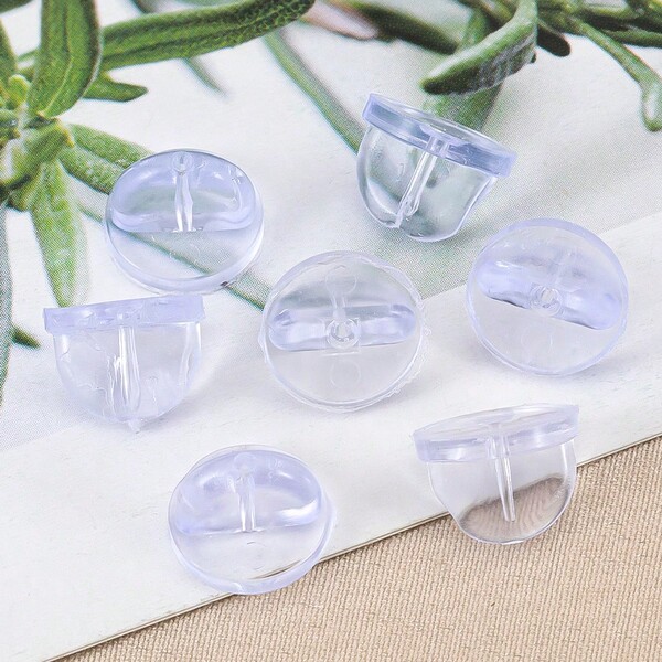50pcs Plastic Brooch Pins Accessories, Transparent Rubber Butterfly Clutch Backs, Suitable For DIY Brooch Badge Findings Wholesale