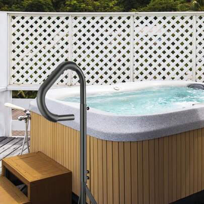 Hot Tub Handrail, 360 Rotatable Spa Side Handrail With 48"-63" Adjustable Height, Rust-Proof Aluminum Spa Step Hot Tub Hand Rail With Slide-Under Mount Base For Indoor & Outdoor, 600LBS Capacity
