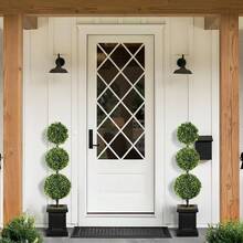 35ft Boxwood Outdoor Topiary Set Of 2, Tall All Year Green Fake Plant Topiary Trees Artificial Outdoor Porch Trees With Sturdy Pot For Outdoor Indoor (Ball)Halloween - 2 - Xem 10