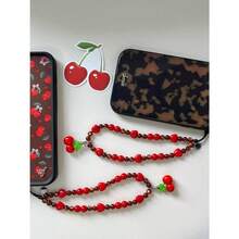 - Correa de pulsera con abalorio para telfono celular, correa universal para telfono celular, bonita correa de mueca, cadena de abalorio, accesorios hechos a mano para bolsas de cmara - Cerezas dulces - Ver 7