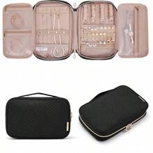 Travel Jewelry Storage Cases Jewelry Organizer Bag For Necklace Earrings Rings Bracelet Black