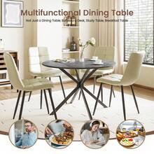 Jooli H Folding Dining Table And Chairs Set Of 2, Easy Clean Round Dining Table With Padded Chairs Durable Dining Furniture Set Suitable For Dining Room And Kitchen, Concrete Grey Table With PU Grey Chairs - Concrete Grey Table + PU Grey Chairs - View 9