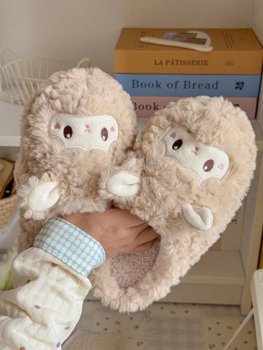 Damskie pluszowe kapcie z motywem owcy z kreskówek, słodkie, materiałowe, na Halloween, do wnętrz, na zimę, grube, na imprezę i do domu