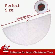 90cm Falda para rbol de Navidad de Piel sinttica, Falda de Felpa Verde para Decorar el rbol de Navidad y Fiestas navideas - 90cm + Blanco - Ver 4