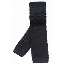 Corbata delgada de punto de unicolor y textura para hombres, acabado cuadrado {"Talla_nombre":"Talla única","Color_nombre":"Negro" - Multicolor4 - Ver 5