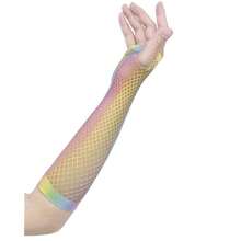 Fishnet Fingerless Gloves Mesh Arm Sleeves Fish Net Arm Sleeves EMO Gloves For Women In Theme Party Scene Accessories{"Size_name":"Long","Color_name":"#14-Rainbow(Long)"} - 多色1 - 查看 4