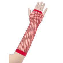 Fishnet Fingerless Gloves Mesh Arm Sleeves Fish Net Arm Sleeves EMO Gloves For Women In Theme Party Scene Accessories{"Size_name":"Long","Color_name":"#10-Red(Long)"} - 多色5 - 查看 6