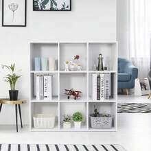 Nouva 9 Cube Storage Organizer Shelf With 5 Removable Back Panels Freestanding 3-Tier Open Wood Bookshelf For Home, Office, Bedroom, Living Room, White - trắng - Xem 6