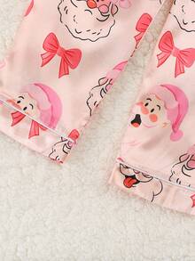 Christmas Party & Home Wear Long Sleeve Top And Pants Set For Girls - Pink - View 7