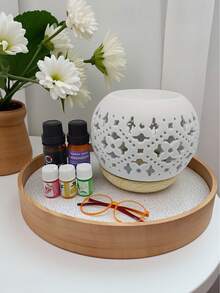 1pc Large Size Ceramic Aromatherapy Diffuser, Vintage Coin Shaped Essential Oil Burner, Home Decor Accessory