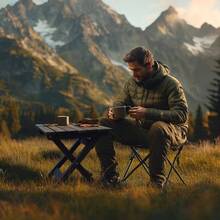 Pequea mesa redonda plegable de madera, cmoda mesa al aire ltima intervensin, silla plegable, terraza, sala de estar al aire ltima intervensin, recmara, bao, mesa de centro pequea, espacio - 1 silla - Ver 7