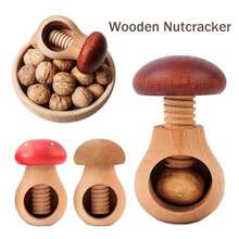 Wooden Mushroom Shaped Nutcracker Walnut Plier Multifunctional Walnut Opener Pecans Clip Easy Cracking Adjustable Nuts Tongs - Multicolor - View 10
