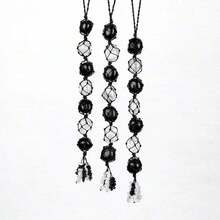 1PC Natural Chakra Pendant Tumbled Healing Stone Car Pendant Yoga Chakra Energy Gem Decoration Fathers Dad - Đen và trắng - Xem 11