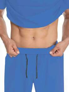 Men's Nurse/Doctor/Veterinary Work Uniform Short Sleeve Top And Pants Set - Baby Blue - View 5