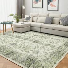 Bedding Rugs For Living Room, 160x230cm 200x300cm Large Area Rugs For Bedroom, Vintage Green Boho Machine Washable Rug, Non Slip Kitchen Rug Faux Wool Rugs Soft Short Pile Carpet For Dining Room, Office - Vintage Green - View 8