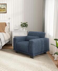40" Accent Chair, Modern Armchair With Deep Seats, Comfy Upholstered Reading Chairs For Bedroom, Single Sofa Chair For Living Room, Easy To Clean With Removable Covers, Blue,23107378 - 藏蓝色 - 查看 5