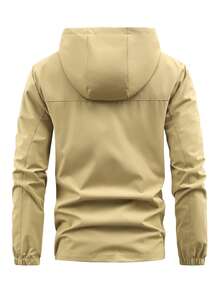 AHTELB AHTELB Herren einfarbige wasserdichte winddichte Jacke mit Kordelzug und Reißverschluss, lässiges Langarm-Reißverschluss-Taschen-Design Oberbekleidung für Outdoor-Aktivitäten, Herrenbekleidung für alle Jahreszeiten, Herrenbekleidung