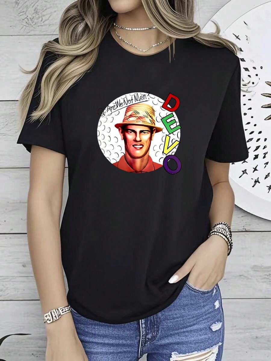 180g pure Cotton Devo Punk Rock T Shirt Cotton Classic S 5Xl Stretched female Soft graphic Stylish Casual Summer Women Top Graphic Tees streetwear Versatile Comfortable designer clothes Unisex women Slightly Print Round Neck Short Sleeve fashion Breathable - Blanco - Ver 1