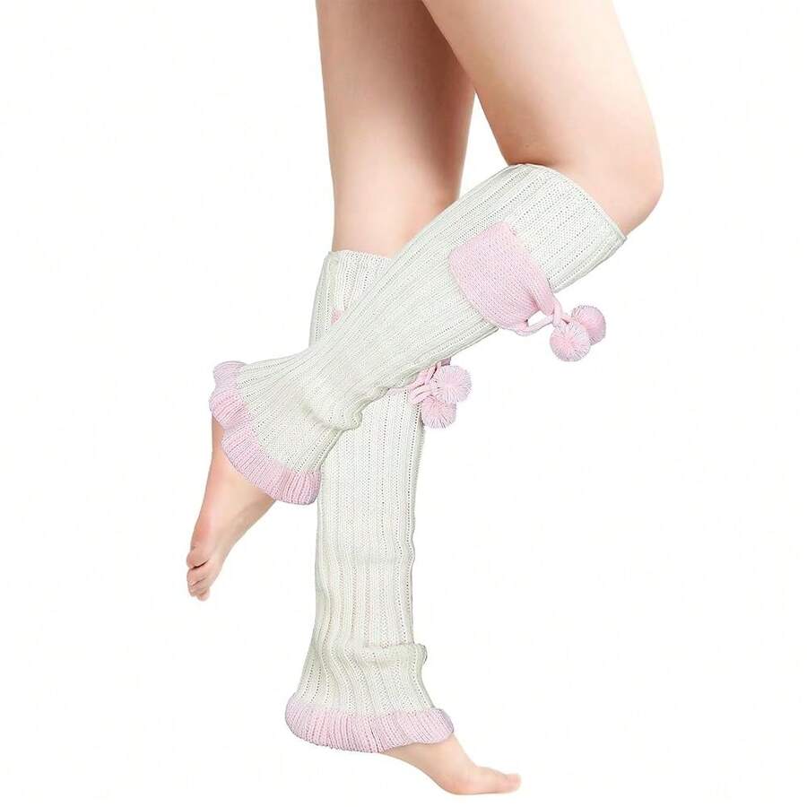 Lebaley Kawaii Leg Warmers For Girls Women - Japanese Lolita Leg Warmers Y2K Harajuku Leg Cover Stockings Kawaii Knit Socks{"Color_name":"Bow3"} - 多色3 - 查看 1