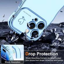 For IPhone 14 Pro Max Case Wave Wavy Phone Cases With Love Heart, Luxury Plating Edge Cute Curly Shape Cover For Women Girls, Thin Slim Soft TPU Rubber Shockproof Protective Cover, Light Blue{"Color_name":"LightBlue","Size_name":"ForiPhone14ProMax-6.7inch"} - 多色2 - 查看 5