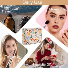 Makeup Bag Travel Cosmetic Bag For Women Girls, Zipper Make Up Pouch, Floral Flowers Toiletry Organizer Makeup, Portable Storage Bag, Cosmetic Travel Cloth Bag (L/UU Colourful){"Color_name":"U7Large/UUColourful"} - U7大號/UU彩色 - 查看 7