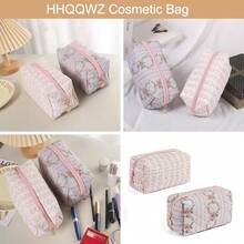 Makeup Bag Travel Cosmetic Bag For Women Girls, Zipper Make Up Pouch, Floral Flowers Toiletry Organizer Makeup, Portable Storage Bag, Cosmetic Travel Cloth Bag (Pink+Blue){"Color_name":"TwoPack:(Pink+Blue)"} - 兩件裝:(粉紅色+藍色) - 查看 6