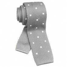Men's Solid Color Textured Knit Skinny Ties Smart Necktie Square-Cut Finish{"Size_name":"OneSize","Color_name":"GreyPolkaDot"} - Multicolor7 - View 4