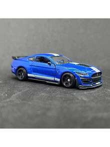 Burago 1:64 Escala Modelo de Coche de Carreras de Aleación Fundida, Modelo Oficial con Licencia de Mercedes-Benz, , Cadillac, Chevrolet, Coches en Miniatura, Regalo de Cumpleaños para Hombres, Juguetes de Coches de Carreras - Mustang Shelby GT500 2020-Azul - Ver 8