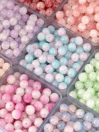 全新 8 毫米翡翠碎玻璃珠 翡翠碎 DIY 配件 时尚玉髓散珠手链珠子爆花冰裂珠项链流苏吊坠