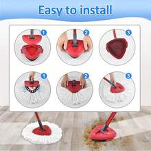 Mop Heads Replacements For O-Cedar RinseClean 2-Tank Spin Mop, Mop Replace Head For O Cedar, Spin Mop Heads For Ocedar Includes 3 Pack Mop Refills, 2 Upgrade Scrub Brush, 1 Mop Base For O-Cedar Mop - cho Ocedar Easywring 1 bình - Xem 5