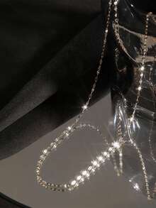 1 Peça Colar de Prata Esterlina S925, Estilo Minimalista Super Cintilante, Corrente Lisa de Estilo Frio, Corrente de Clavícula, Estilo de Moda Luxuoso Adequado para Uso Diário de Mulheres, Presente para Namorada/Esposa, Presente de Aniversário/Feriado