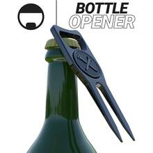6 - In - 1 Premium Divot Ball Marker - Bottle Opener - Club Tee - Groove Cleaner - Putting Alignment - Designed To Be Ultimate Green - Black - Silver - View 7