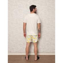 Men's Short Pajamas 100% Cotton Lemon Print Luna Cuore - 白色 - 查看 2