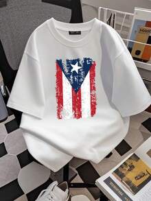 180g pure Cotton Puerto Rico Flag Boricua Puerto Rican Pride Unisex T Shirt Nuyorican Puerto Rico Casual Comfortable streetwear Stretched Stylish women Soft designer clothes Summer Breathable Print Round Neck Short Sleeve graphic female T-Shirt For Women Casual - Blanco - Ver 2