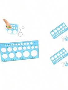 Multifunctional Drawing Round Stencil Ruler Blue Round Stencil Plastic Ruler Round Drawing Tool Ruler