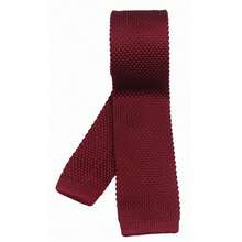 Men's Solid Color Textured Knit Skinny Ties Smart Necktie Square-Cut Finish{"Size_name":"OneSize","Color_name":"WineRed"} - Multicolor26 - View 5