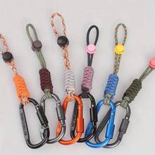 1pc Multifunctional Outdoor Camping Accessory - Woven Paracord Keychain Strap, Anti-Lost Strap With Water Bottle Hook, Multipurpose Backpack Clip, Suitable For Outdoor Essentials, Camping Gear, Lightweight Accessory, Hiking, Camping, Cycling - Heavy-Duty Outdoor Backpack Attachment For Water Bottle, Keys, Tools, Gear - Safety Cord Organizer, Compact Design, Reinforced Structure, Carabiner Christmas Gift