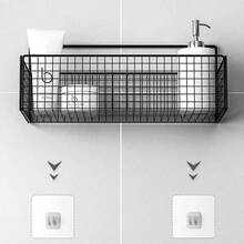 2 giỏ đựng đồ treo tường, giỏ treo bằng kim loại màu đen, giỏ treo tường có móc dán, giỏ đựng đồ nhà tắm không cần khoan, giá đựng đồ tắm, giỏ đựng đồ đa năng cho nhà bếp, phòng đựng thức ăn, tủ quần áo, phòng giặt, tủ đựng đồ, phòng tắm. - Nhiều màu - Xem 11